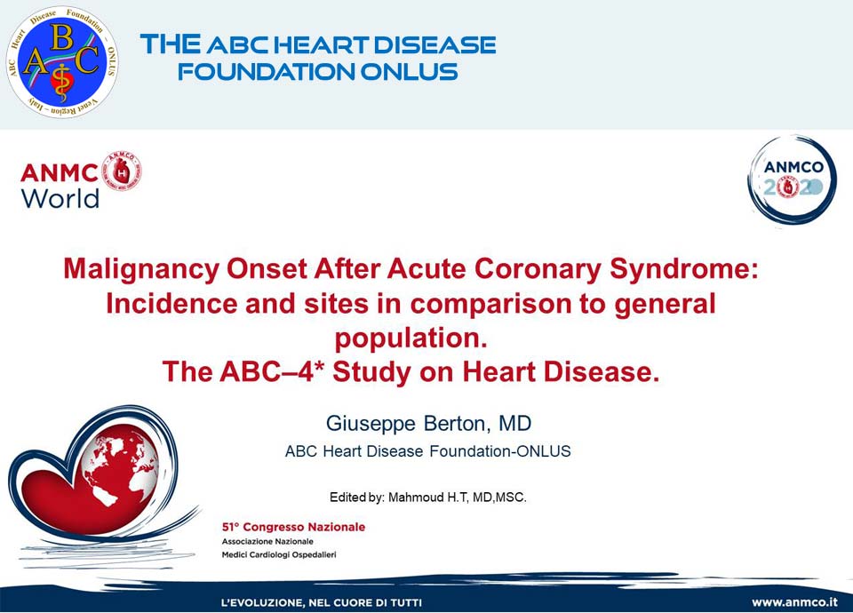 Malignancy Onset After Acute Coronary Syndrome: Incidence and sites in comparison to general population. The ABC–4* Study on Heart Disease.