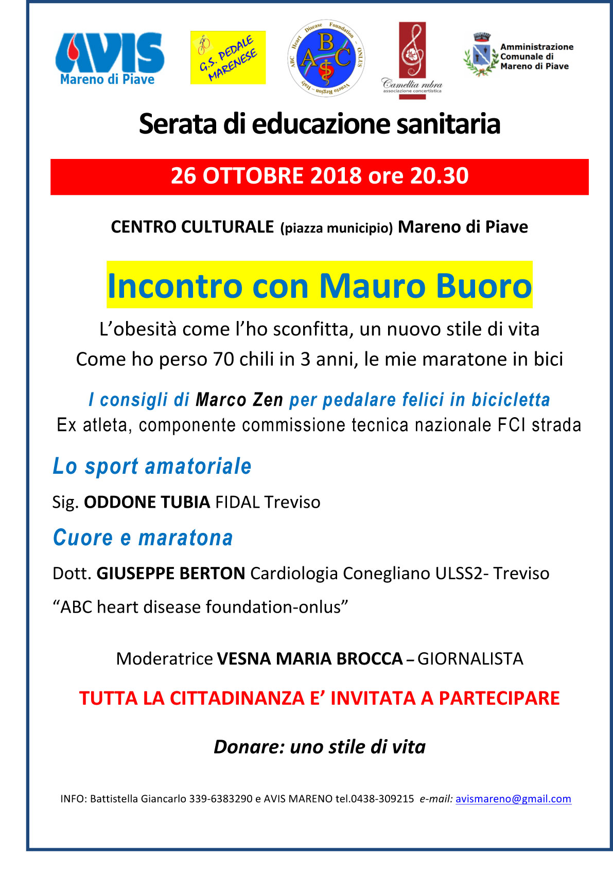 Serata di educazione sanitaria - Mareno di Piave 26 ottobre 2018